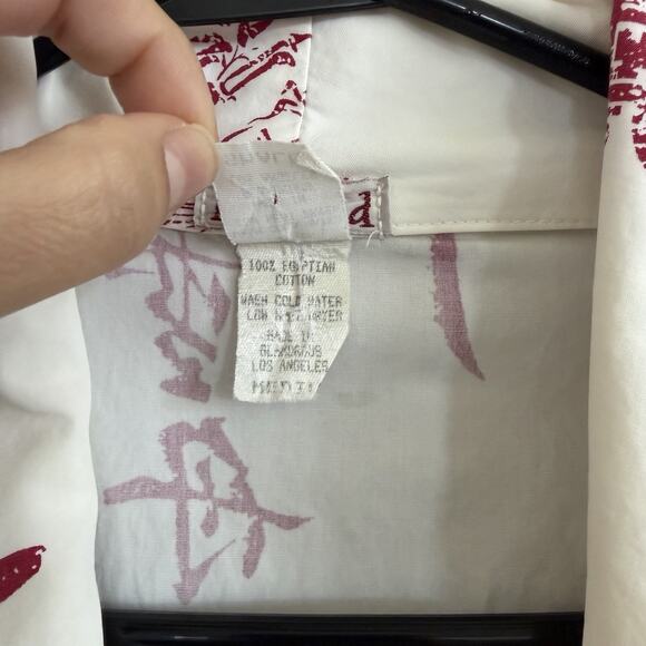 BedHead Egyptian Cotton Kimono Robe S/M White Red Japanese Print Geishas Dragons - Picture 8 of 10